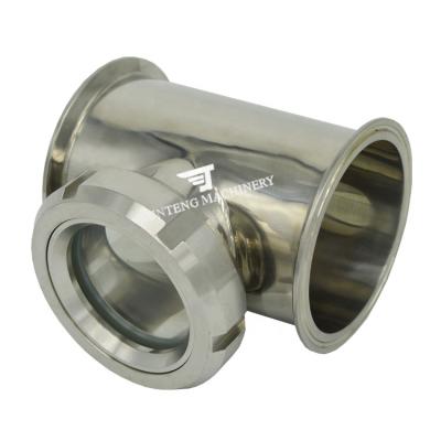 China Sanitary Stainless Steel Tri Clamp Tee With Glass Frame Unions SS304 Custom for sale