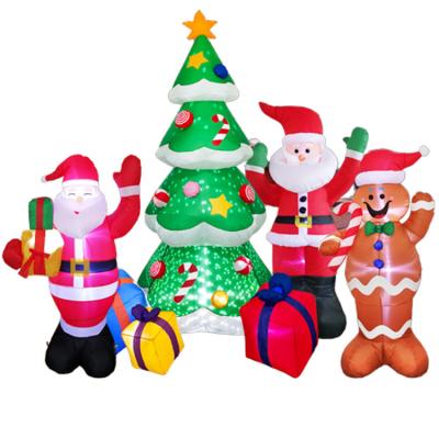 China Outdoor Christamas Decoration Christmas Blow Up Snowman Santa Claus Christmas Tree Inflatables Yard Decoration With Led Light for sale