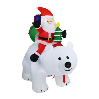 China Christmas Yard Decorations Christmas Yard Decorations Blow Up Inflatable Santa Claus Rides On Polar Bear With Led Light for sale