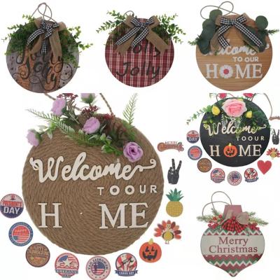 China Welcome Wooden House Number Word Art Wooden Products Halloween Christmas Pendant Decoration for sale