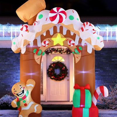 China Inflatable Christmas Christamas LED Gingerbread House Arch Decoration Light Built-in For Party Decorations Holiday Decorations for sale