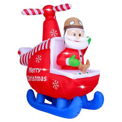 China Decoration 1.8m Inflatable Airplane Christamas Santa Claus With Built-in Led Light For Outdoor Indoor Yard Decoration for sale