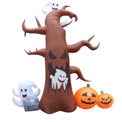 China Outdoor Polyester Inflatable Halloween Blow Up Tree Pumpkin Ghost Decoration for sale