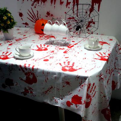 China Festive PVC Party Props Bloody Handprint Tablecloth Halloween Decorations for sale