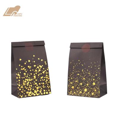 China Recycled Materials Customized Golden Kraft Paper Love Shaped Bag Manufacturer Gift Bag for sale