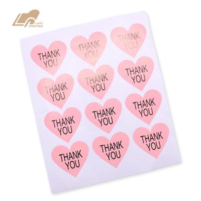 China Adhesive Sticker Heart Shape Paper Sticker Thank You Sticker Food Gift Wrapping Sticker for sale