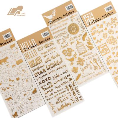 China Gold Stamping Stickers Waterproof Paper Custom Printed Self Adhesive Decorative Sticker for sale