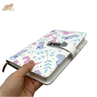 China Printed High Quality PU Leather Custom Printed Personal Diary With Password Lock for sale