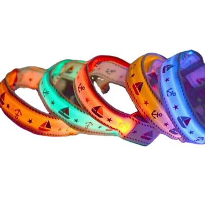 China Best Selling Products Viable Waterproof Glow Up Pet Collar Led Flashing Nylon Dog Collar for sale