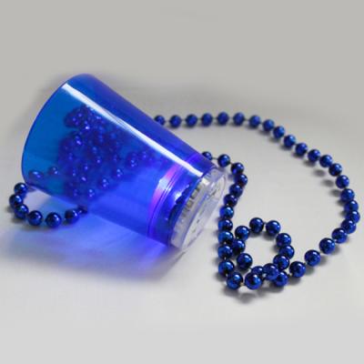 China Festival Promotional Led Light Up Plastic Pulled Cup With Pearl Necklace Led Shot Glass With Necklace for sale