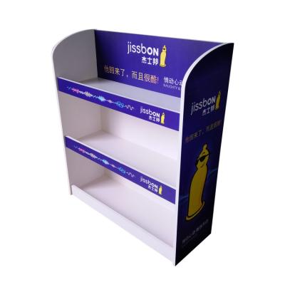 China Custom Product Display Hot Sale Logo Printing Cardboard Counter Display Racks Shelf Box Shipper Attractive Advertising Display Stand for sale