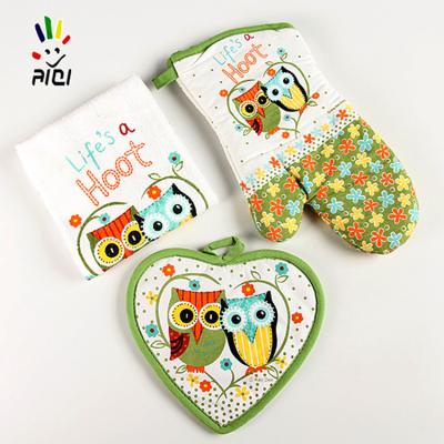 China Printed Multi Functional Decorative Durable Oven Mitt Potholder for sale