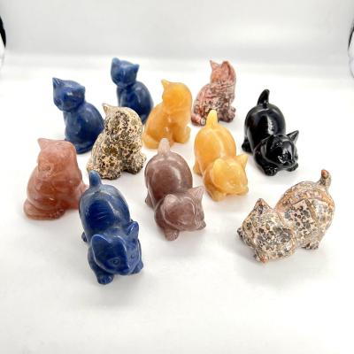 China Various Cats China Natural Strawberry Orange Calcite Crystal Animal Crystal Cat for sale