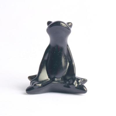 China China Natural Crystal Obsidian Animal Meditation Carving Crystal Frog for sale