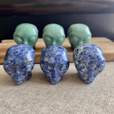 China China Natural Stone Hand Carved Green Foreign Aventurine Crystal Skulls for sale