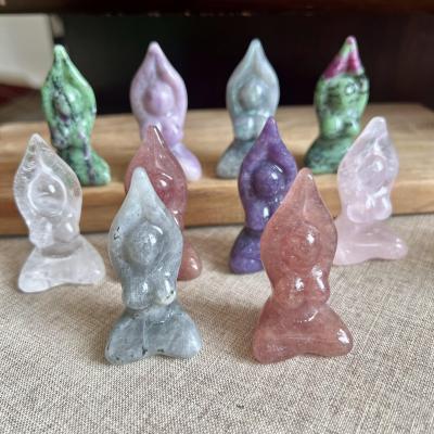 China China Natural Gemstone Carving Goddess Statues Folk Crafts Crystal Yoga Model for sale