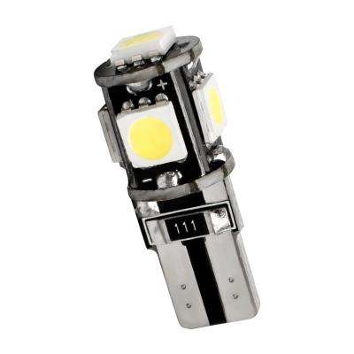 China Car Side Lights T10 LED Bulb Canbus 12V 5050 5smd 6000K 5W5 W5W LED No Errors Car Wedge Side Signal Clearance Lamp for sale