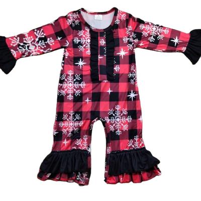 China Boutique Kids Fabric Breathable Cotton Long Sleeve Overalls For Little Baby Kids Christmas Outfits for sale