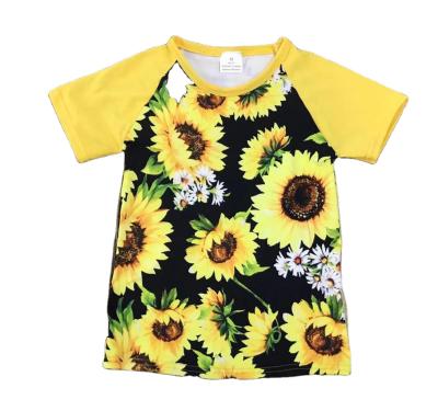 China Equipment breathable sunflower boutique short sleeve t-shirt for girls and boys summer wholesale children's clothing for sale