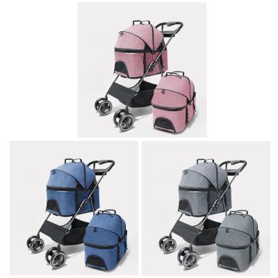 China Dog Cat Travel Trolley Carrier Lightweight Luxury Collapsible Foldable Pet Stroller 3 in 1 for sale