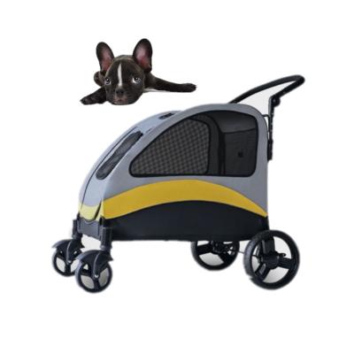 China Sustainable 4 Wheels Travel Pet Carts Outdoor Cart Large and Medium Dogs Folding Pet Strollers Luxury Dog Cat Carrier for sale