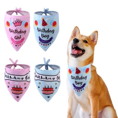 China Viable Dog Birthday Party Supplies Decoration Bandana Cotton Pet Triangle Scarf for sale