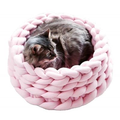 China Travel Pastel Color Knitted Washable Rabbit Pet House Hand Knitting Dog Bed Cat Nest for sale