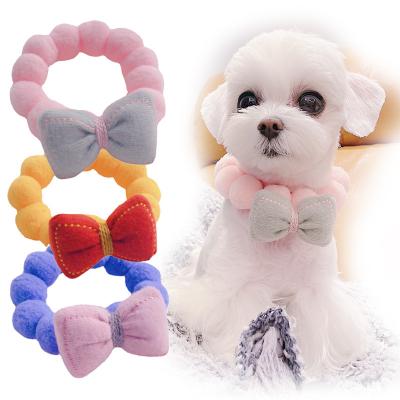 China Personalized Cute Bow Balls Pets Elastic Adjustable Dog Cat Puppy Collar Accessories Wholesale Designer Collars for sale