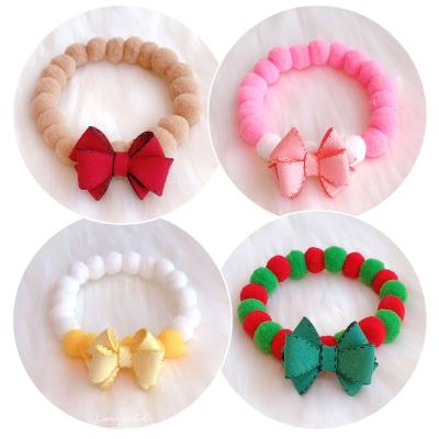 China Cute Personalized Christmas Cat Collar Elastic Adjustable Pet Bow Balls Designers Purse Collar Accessories Supplier for sale