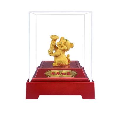 China New Tiger 2022 Contemporary Custom Chinese Zodiac Standing Animal Tiger Figurine Home Decor Twelve Metal Craft Mascot 24K Gold Statue for sale