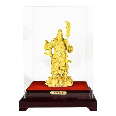 China Minimalist Custom Advanced Gift Chinese Gods Guan Yu Metal Craft Statue with 24k 99.9% Pure Gold Plating Home Decor for sale