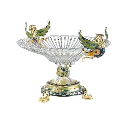 China Crystal Fruit Plate Glass Bowl Hand Painted High Quality European Disposable For Home Decoration for sale