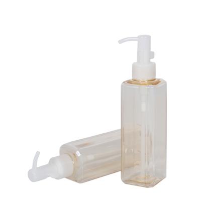 China Cosmetic PET Material Oil Dispenser Pump Bottle 180ml Makeup Remover Detergent Facial Cleansing Bottle for sale