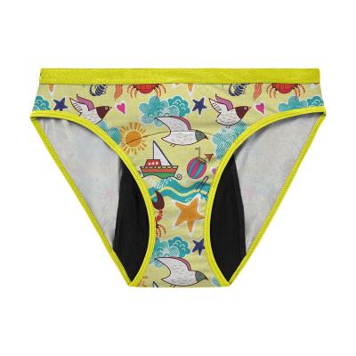 China OEM Antibacterial Teen Girl Period Underwear 4 Layers Teenage Girl Menstrual Panties Cute Printing Leakproof for sale