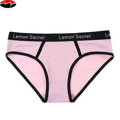 China Antibacterial Women's Waistband Letters Girls Fashion Underwear Cotton Fabric Breathable Briefs Panties for sale