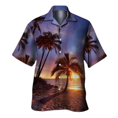 China QUICK DRY 3 D Digital Printing Mens Short Sleeve Shirt Turn Down Collar Plus Size Mens Loose Tee Shirts for sale