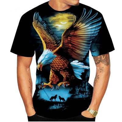 China New Breathable Summer Handsome Hawk 3 D Digital Printing Round Collar Men's Casual Sport Loose T-shirt for sale