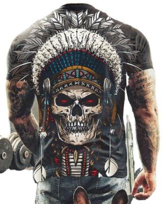 China New Sustainable Summer Fashion Cool Skeleton 3 D Digital Printing Mens Short Sleeve T Shirts for sale