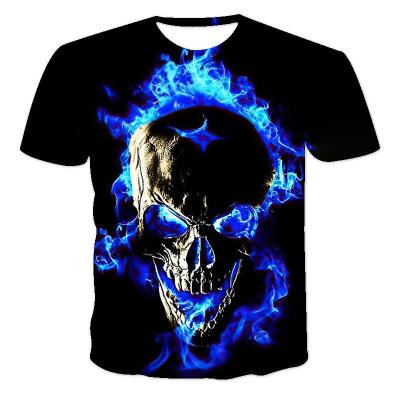 China Viable Summer Streetwear Fashion Handsome Collar Mens Skeleton Printing Comfortable Round T-Shirt for sale