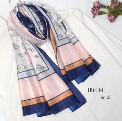 China Scarf Women Hijab Custom Brand Design Digital Printing Scarf 2020 Famous Brand New Stretching Silk Scarf for sale