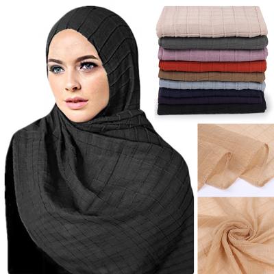 China High Quality Hijab 2019 Women Fashion Cotton Pleated Scarf Ridge Pleat Scarf Hijab For Women for sale