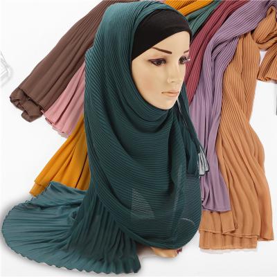 China Wholesale Soft Solid Color Hijab Women Bubble Pleat Chiffon Hijab Scarf Women, Muslim Chiffon Hijab Malaysia for sale