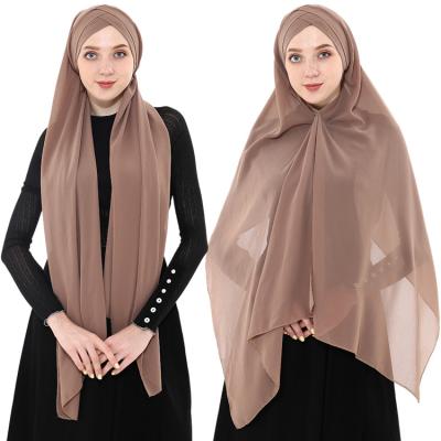 China 100% Muslim Long Plain Chiffon Feel Chiffon Hijab Scarf Women Scarves for sale