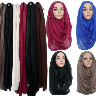 China Most Popular Crepe Chiffon Hijab Decorated Hijab Fashionable Long Cotton Hijab for sale