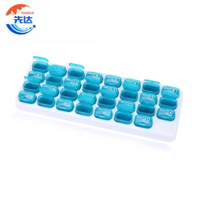 China Eco-friendly Weekly Type Plastic Medicine Box 31 Compartments Medicine Pill Organizer Keyboard Storage Box Can Be Moisture-proof for sale