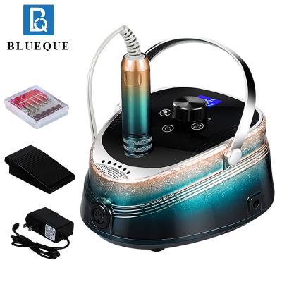 China Professional Electric Nail Drill 50W Rechargeable Low Noise Efile Portable 35000RPM Stainless Steel Blueque Nail Drills For Acrylic Nails for sale