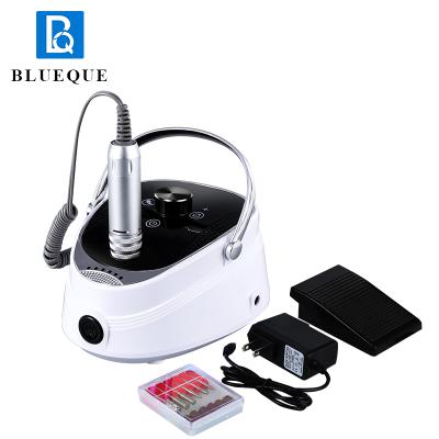 China Professional 35000RPM Electric Manicure Nail Drill Machine Stainless Steel BLUEQUE Folder Machine For Acrylic Nails Remove Gel Polish for sale