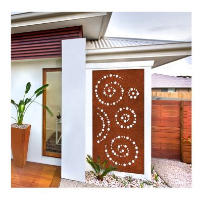 China Decorative Easily Assembled Art Laser Cut Patina Privacy Corten Steel Wall Fencing Panel Garden Screens for sale