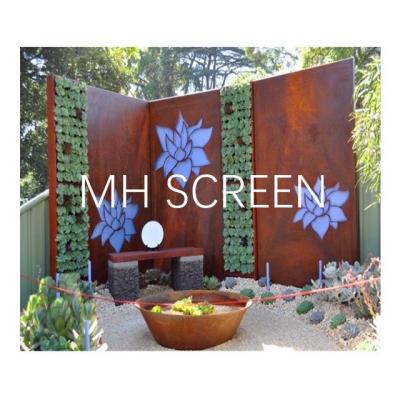 China Easily Assembled Antique Corten Steel Screens and Planters for Home and Garden Decoration Laser Cut Unique Metal Screen Wall Art for sale