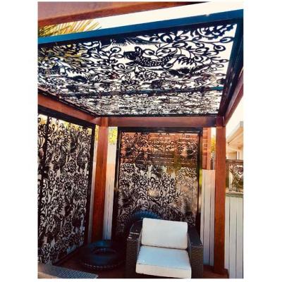 China Easily Assembled Decorative Garden Pergolas Tarpaulin Panel Laser Cut Pattern Metal Top Screen for sale